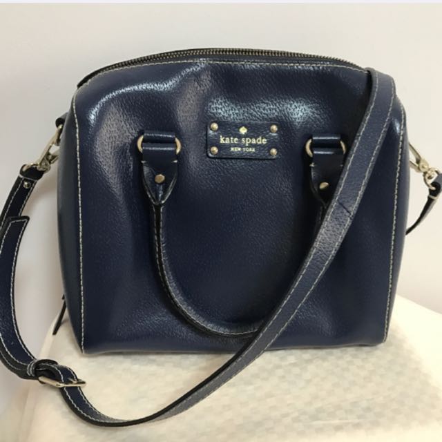 Authentic Kate Spade Alessa Wellesley Satchel bag (french navy) , Luxury,  Bags & Wallets on Carousell