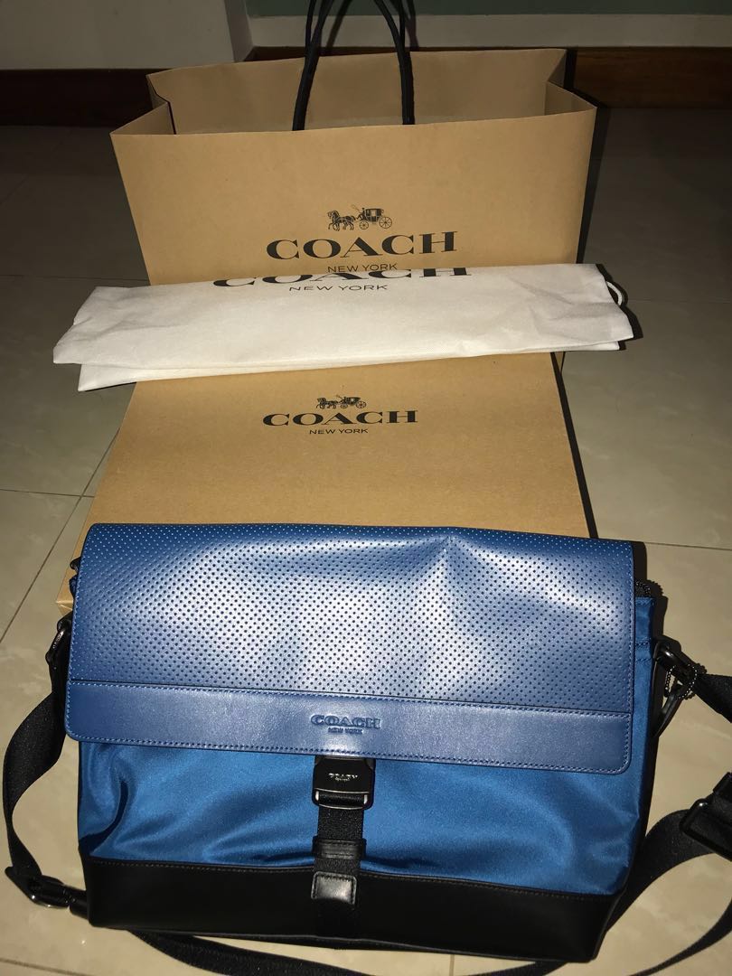 coach blue sling bag