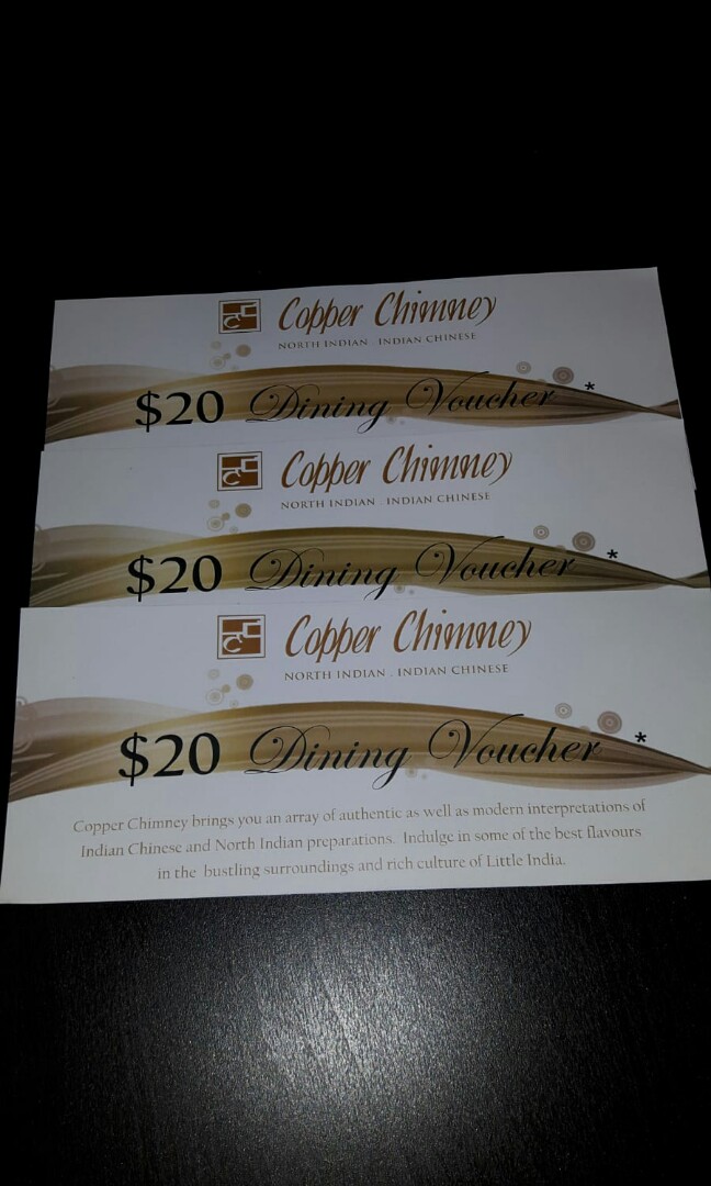 Copper Chimney dining voucher, Tickets & Vouchers, Vouchers on Carousell