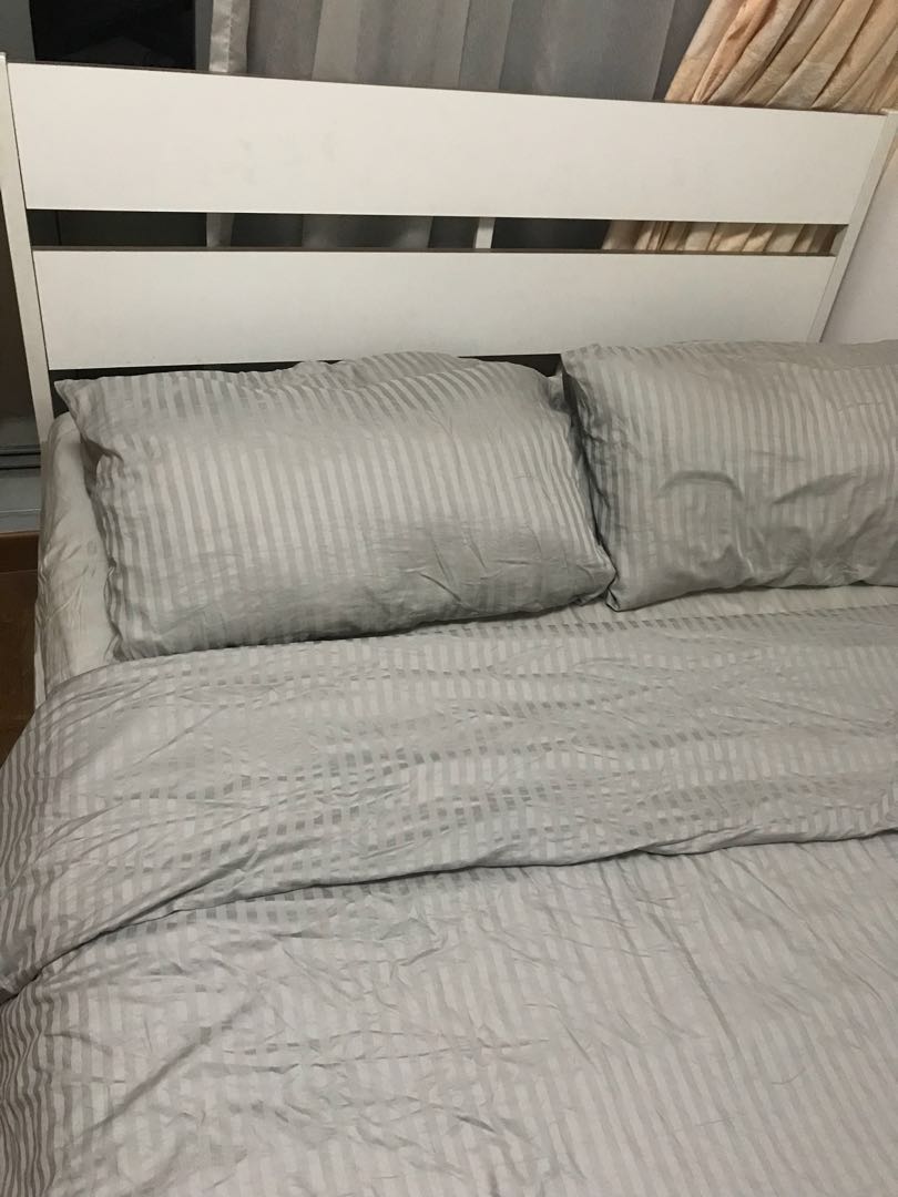IKEA queen bed frame with FREE bedside table, Furniture & Home Living