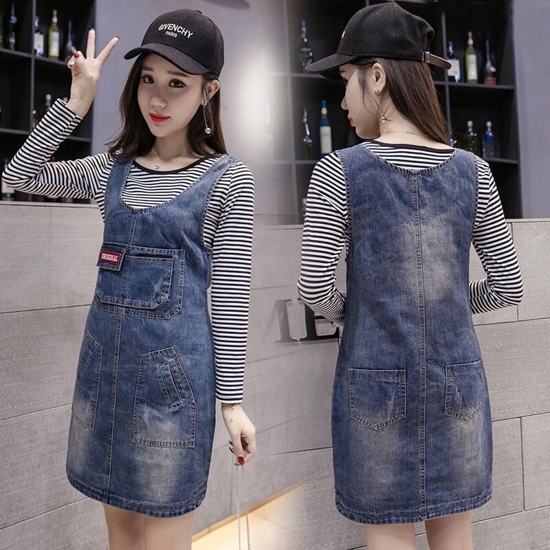 coloured denim dress