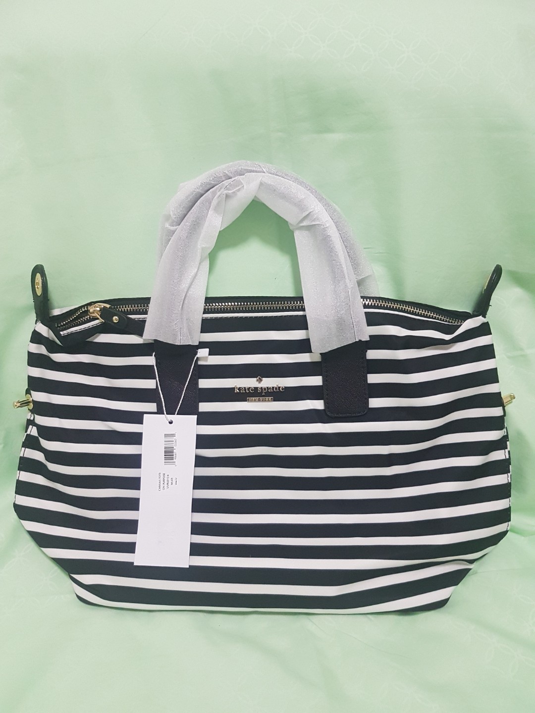 kate spade black and white striped tote