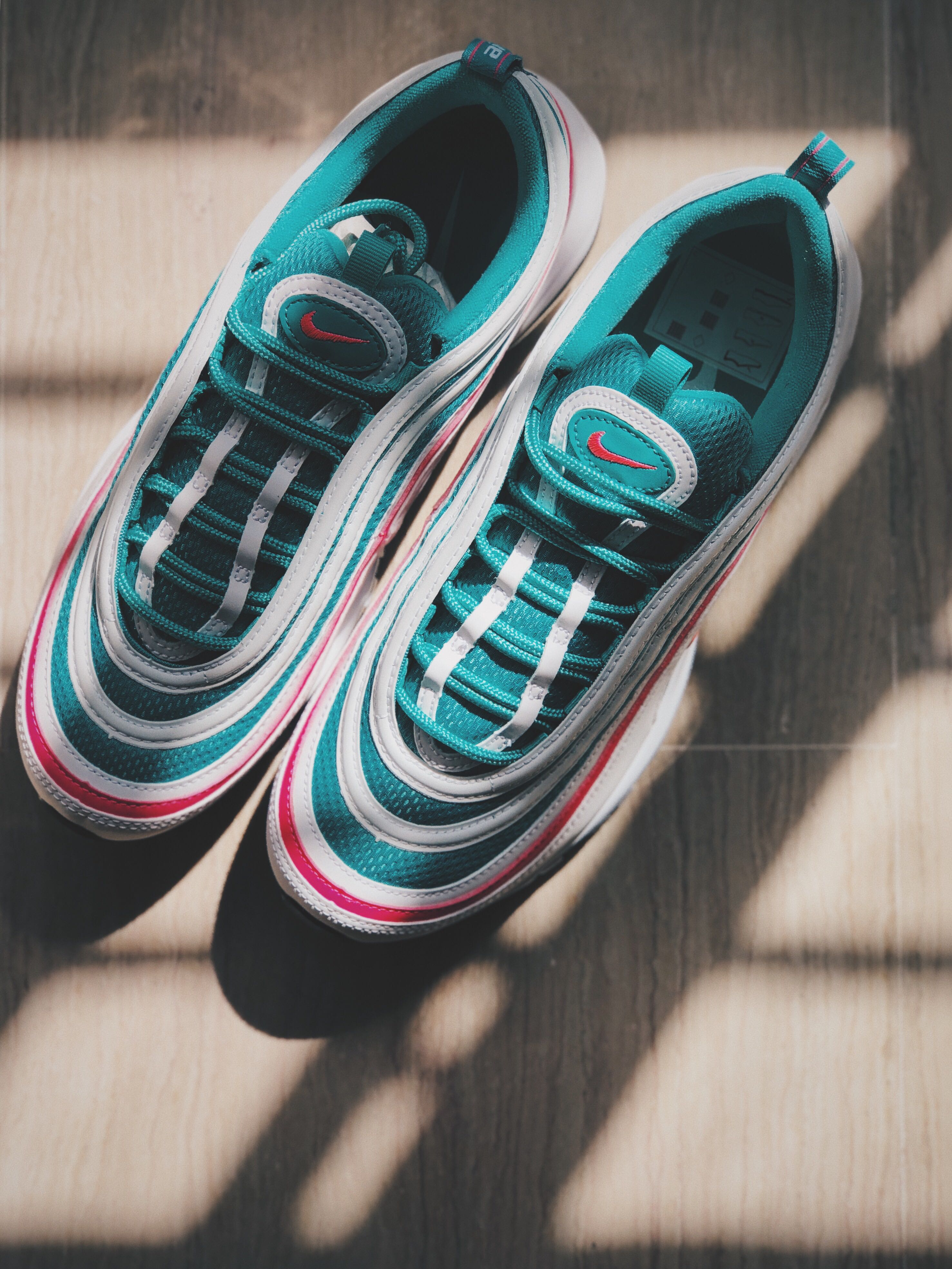White pink and 2025 turquoise air max 97