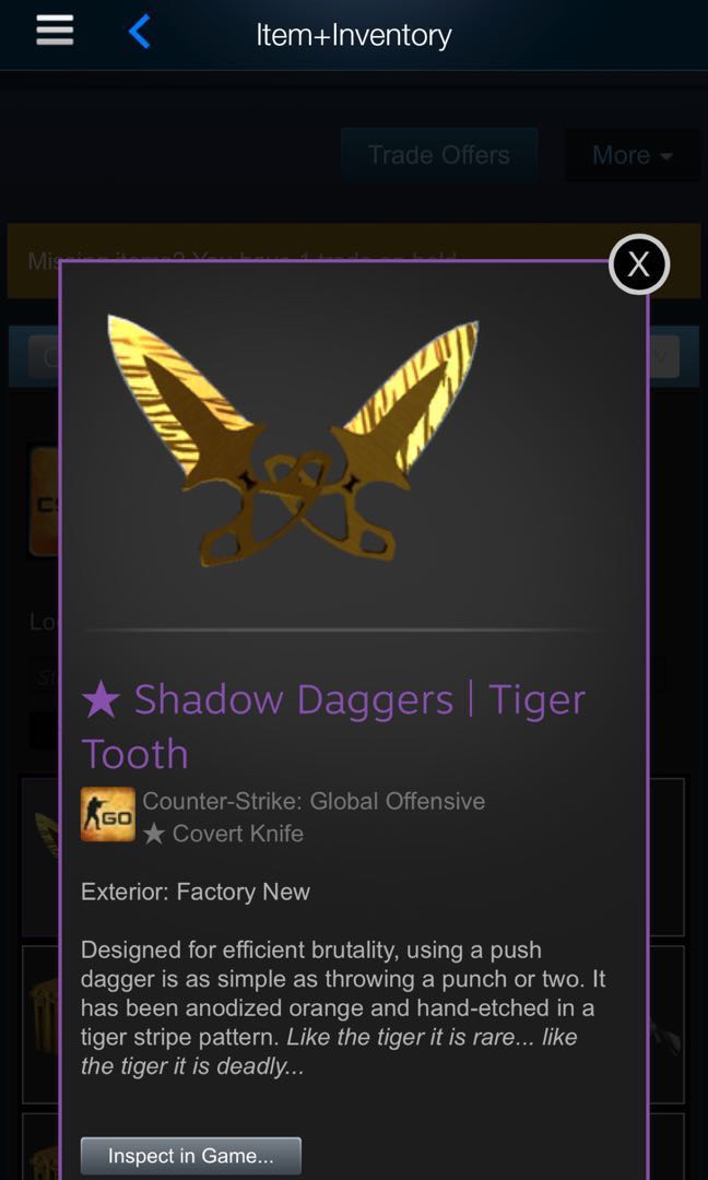 Shadow Daggers Tiger Tooth, Hobbies & Toys, Toys & Games on Carousell