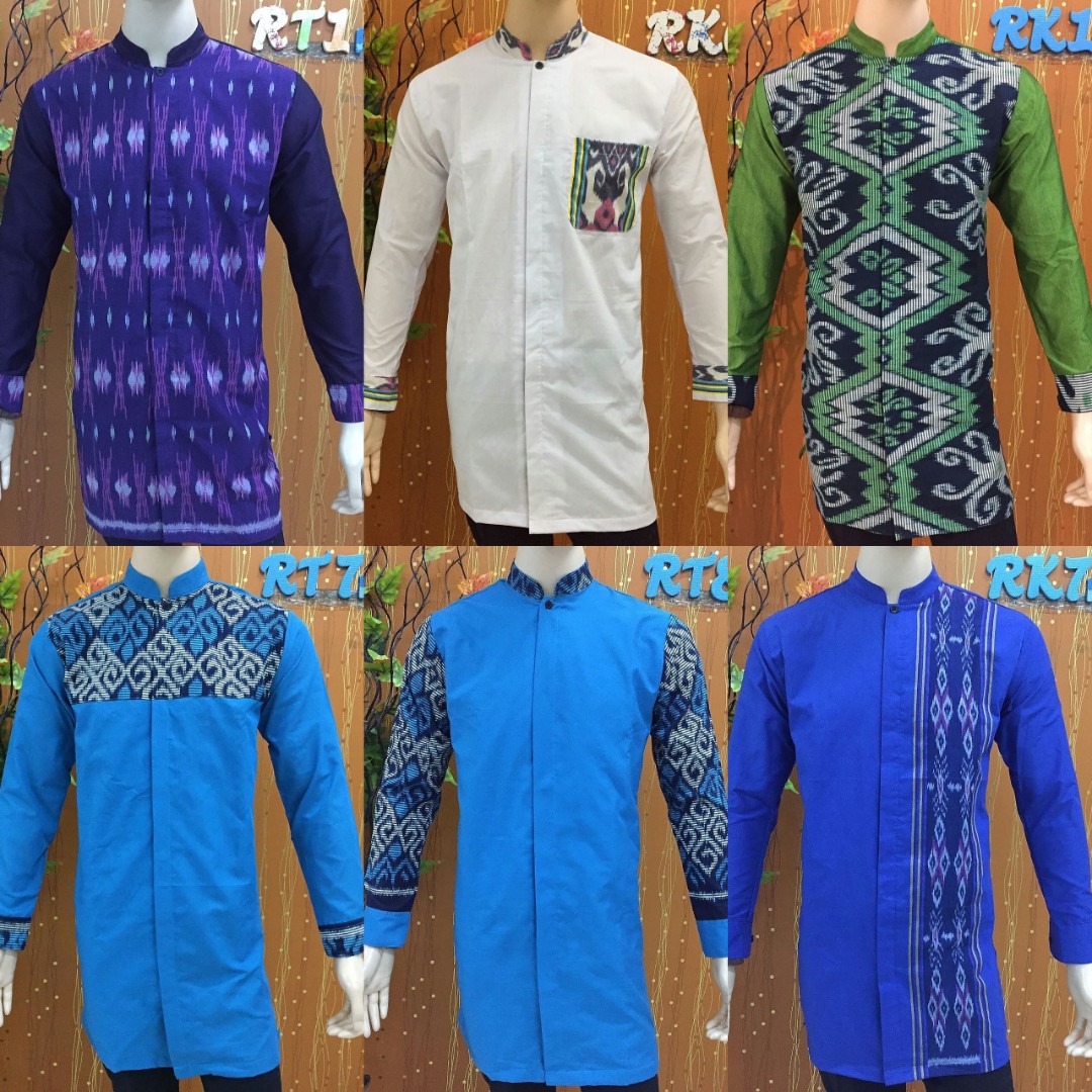 Songket Batik Style Kurta Baju Melayu Lelaki, Men's Fashion, Tops ...