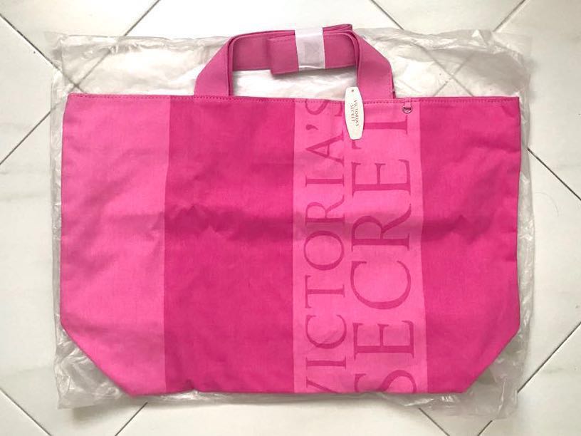 victoria's secret pink canvas tote bag