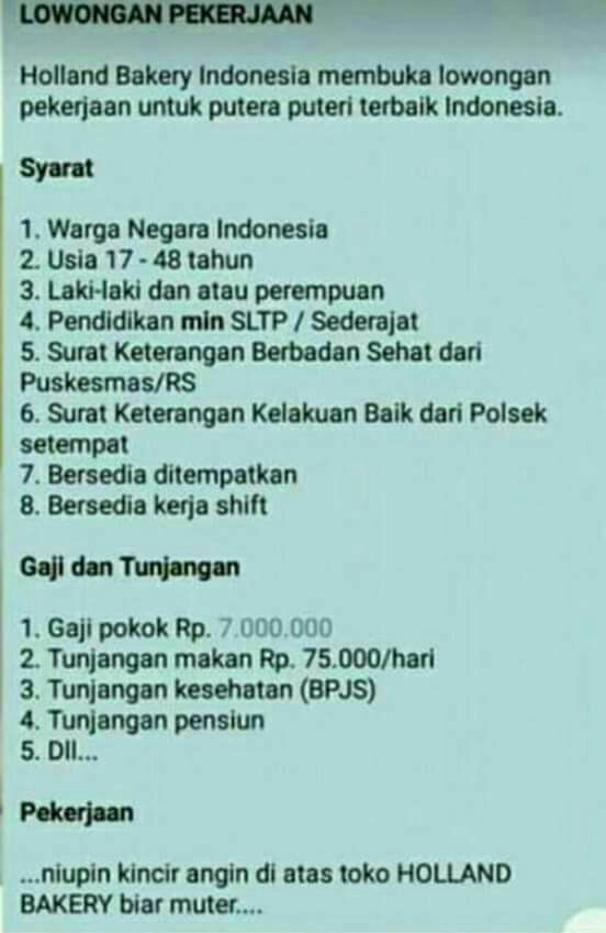 Lowongan Kerja Holland Bakery