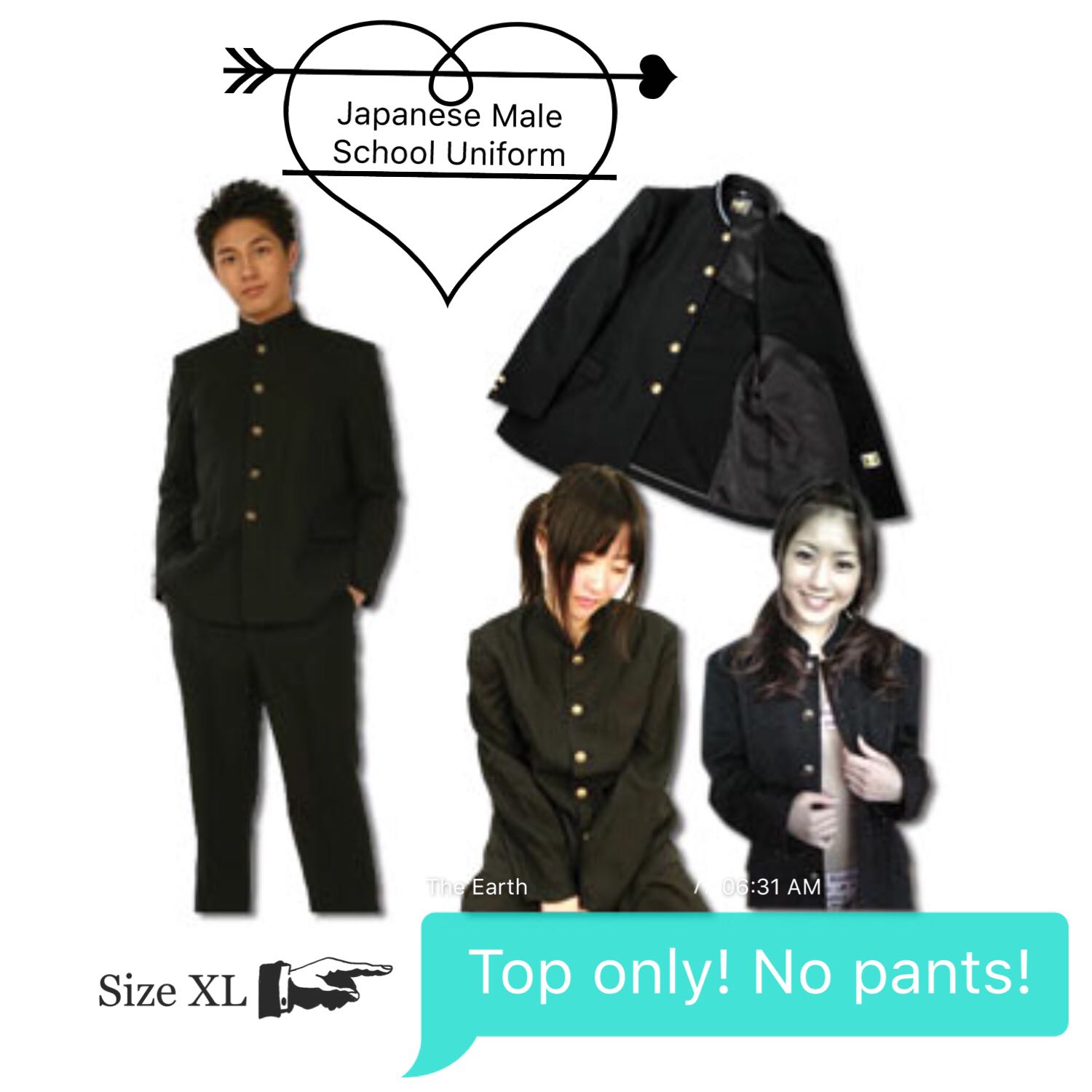 [BN] [INSTOCK] Men Boy Male Japanese Black school uniform top cosplay