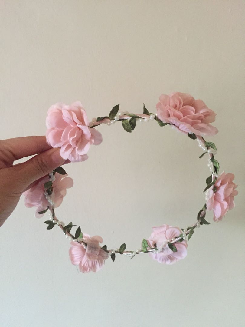 pink floral crown