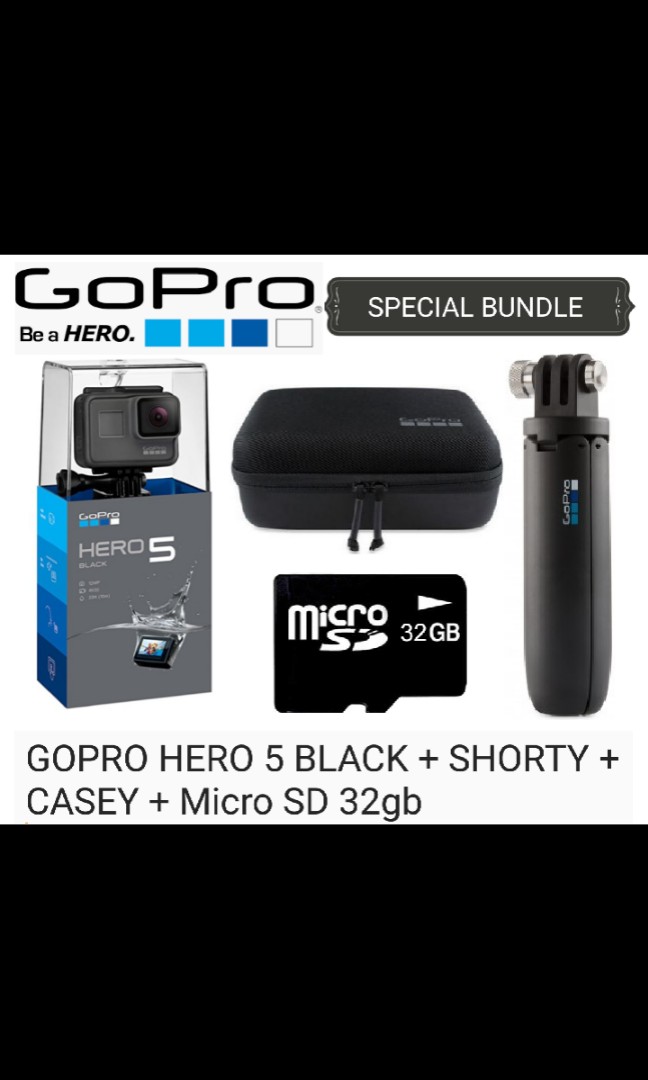 Gopro Hero 5 Black Gopro Casey Gopro Shorty Micro Sd 32gb Card Photography Cameras Others On Carousell