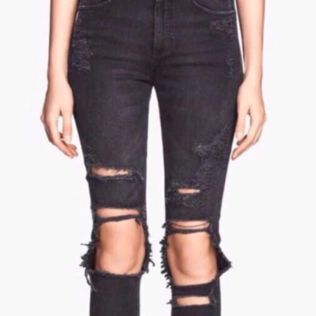 h&m black ripped jeans womens