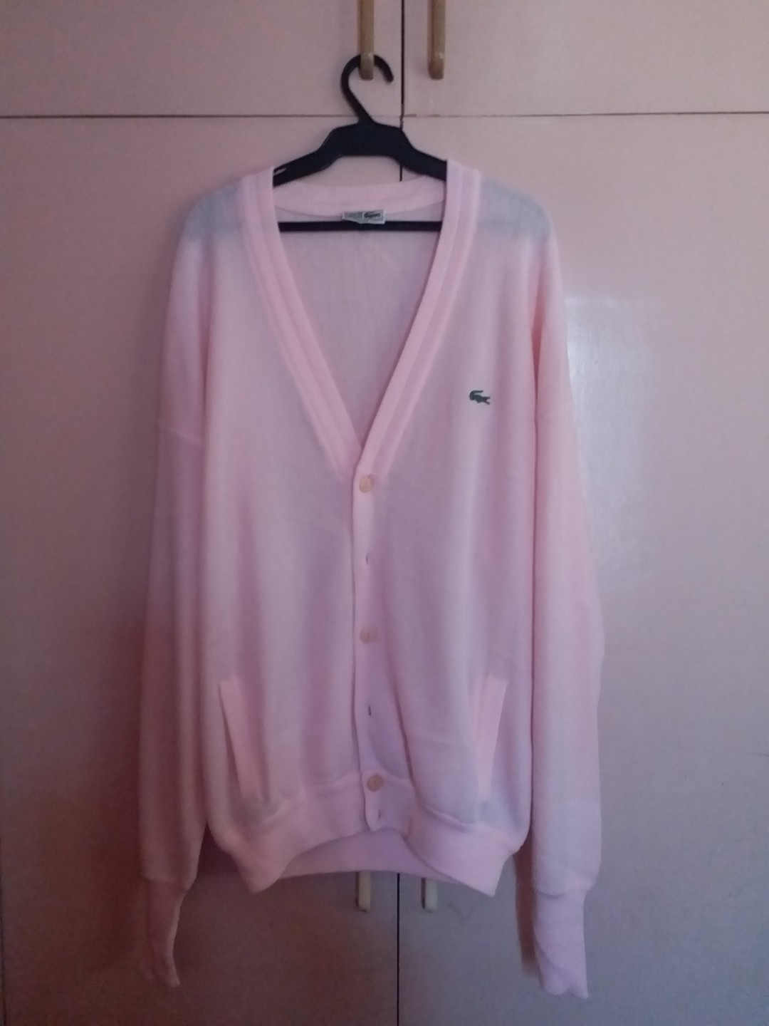 lacoste pink cardigan