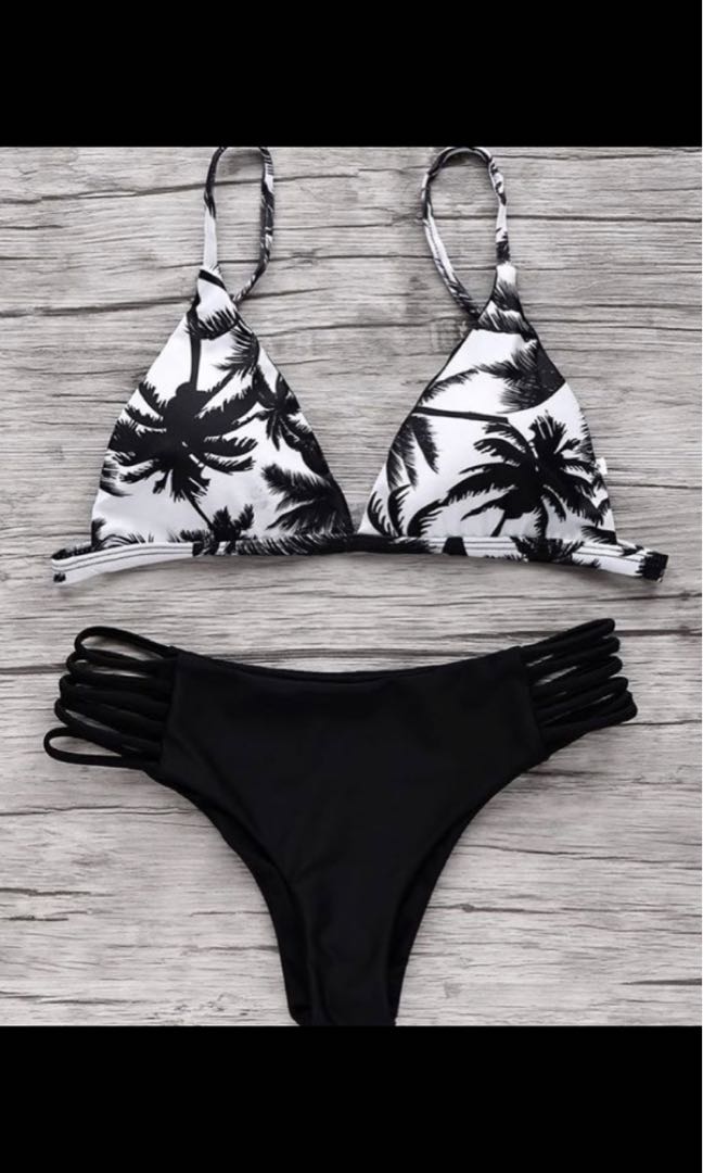 Black and white palm tree swimsuit