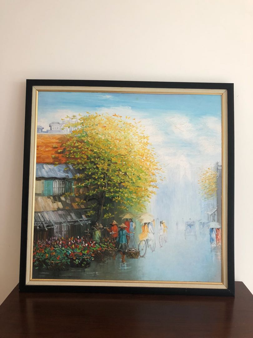Oil Painting Vietnamese Hand Painting And Frame 90cmx90cm