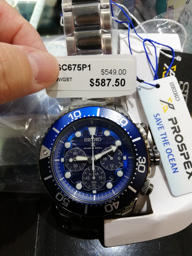 Seiko Prospex Save The Ocean Solar Chronograph SSC675P1 SSC675, Men's  Fashion, Watches & Accessories, Watches on Carousell