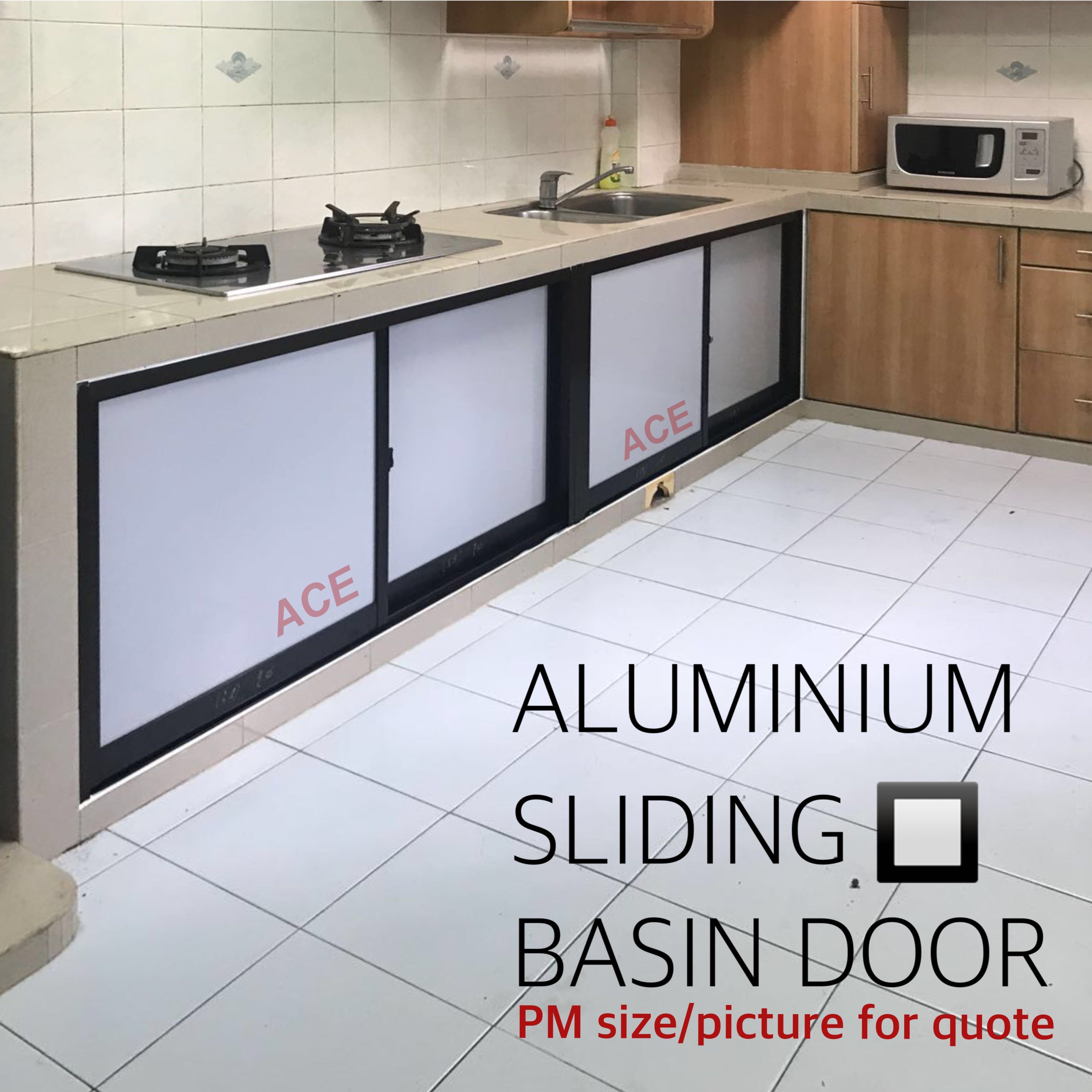 Aluminum Sliding Door for concrete kitchen sink stove support