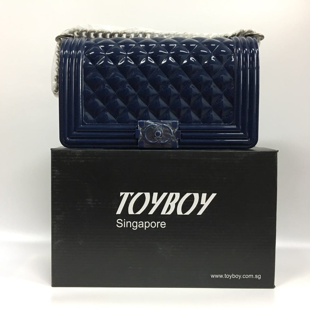 Fashion Authentic Toyboy Jelly Classic Bag 25cm lady bag (Optic Blue)