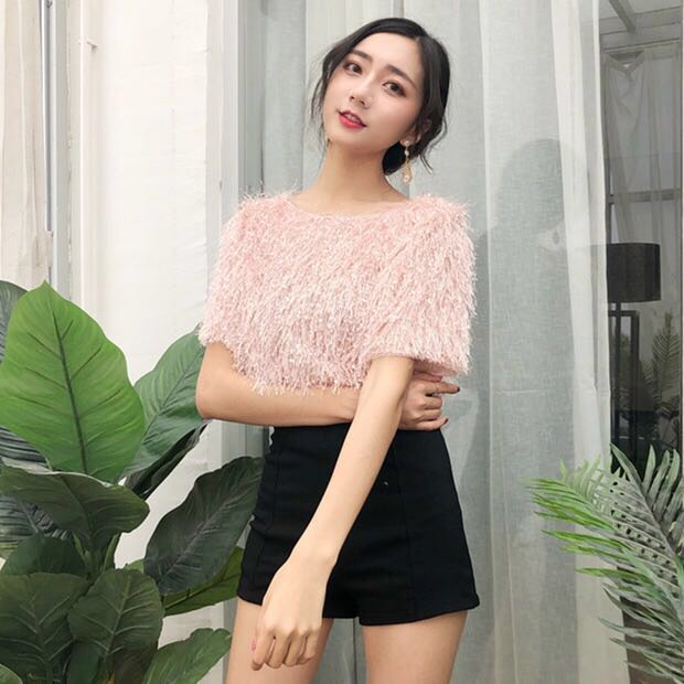 frilly pink top