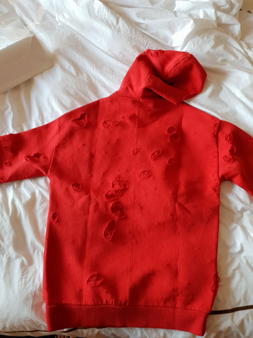 Givenchy red distressed hoodie, Men's Fashion, Tops & Sets, Hoodies on  Carousell