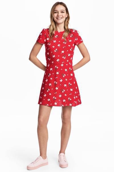H M Red Floral Dress Women s Fashion Dresses Sets Dresses on Carousell