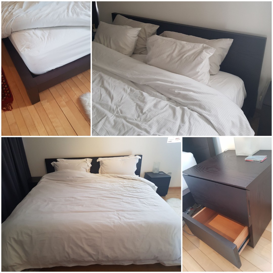 King Size Bed Frame With Mattress And Side Tables Furniture Beds Mattresses On Carousell