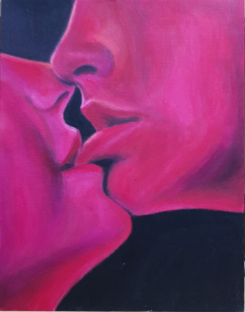 Lips Original Acrylic Painting A3 Flat Canvas Design Craft