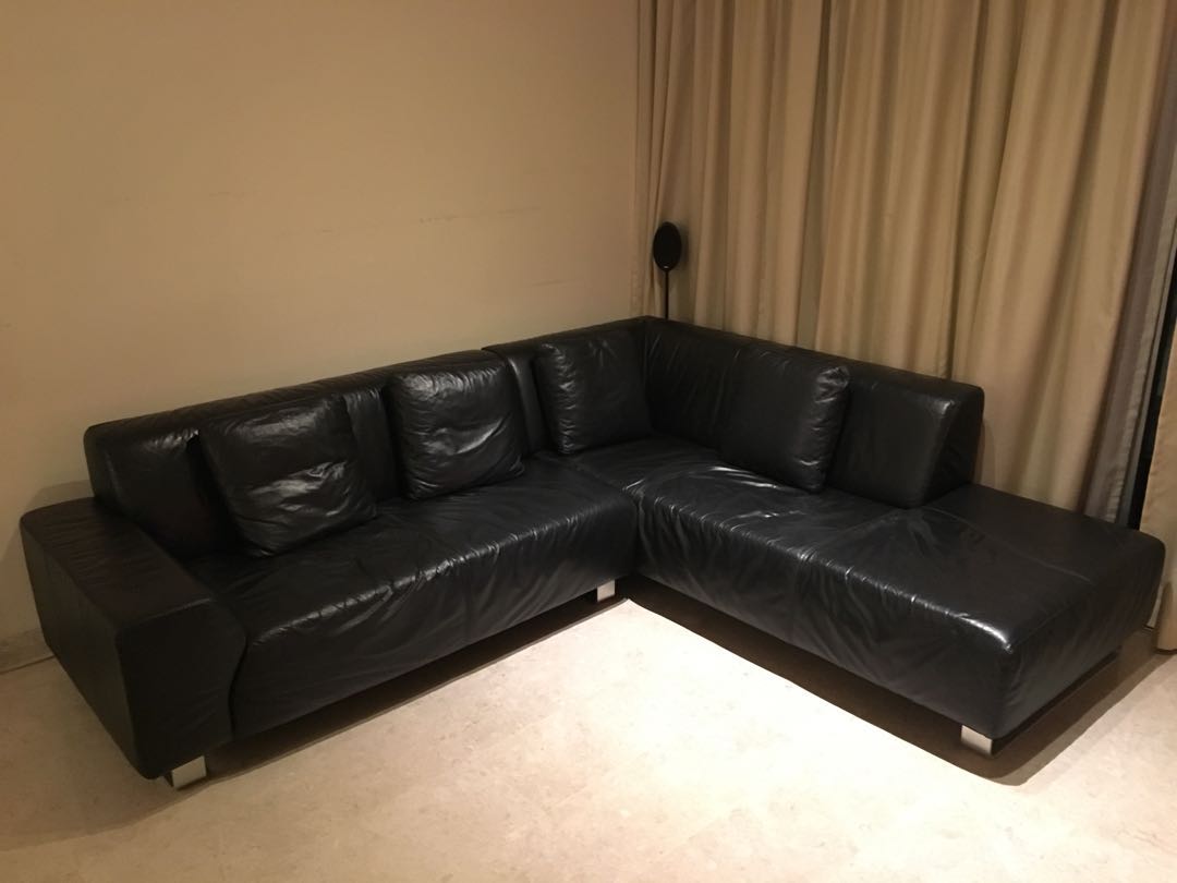 L Shaped Leather Sofa And Cushions For Xzqt Brand
