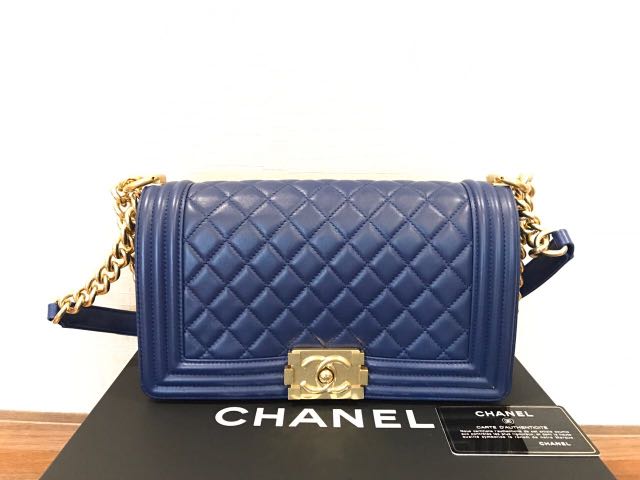 PRELOVED!!! VGC CHANEL BOY 25 #23 IN NAVY LAMBSKIN GHW    