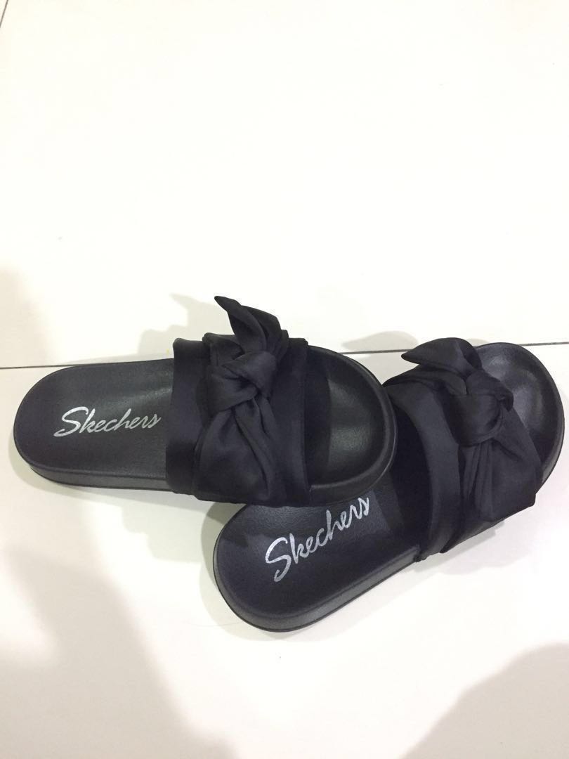 Skechers Girls Satin Shimmy Bow Slide Women s Fashion Footwear Flipflops and Slides on Carousell