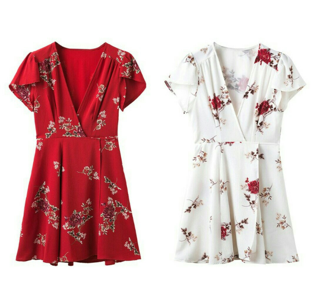 V-Neck Floral Mini Cami Dress