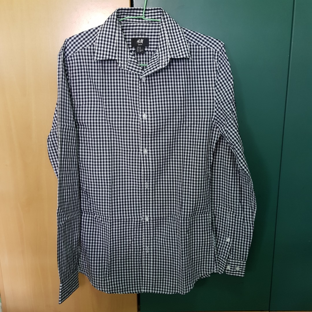 2 For H M Xs Long Sleeve Easy Iron Office Shirt Men S Fashion Clothes Tops On Carousell