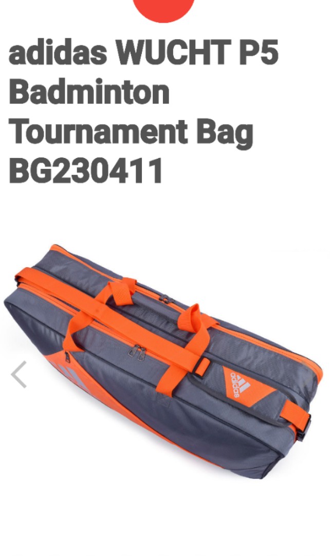 adidas WUCHT P5 Badminton Tournament Bag Orange Black, Sports Equipment