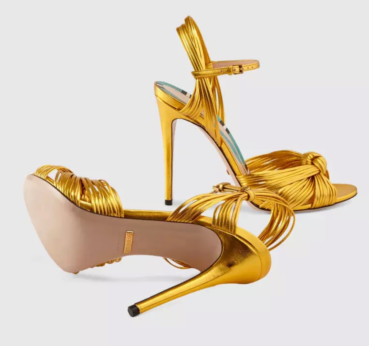 Authentic Gucci Allie knot gold heels 