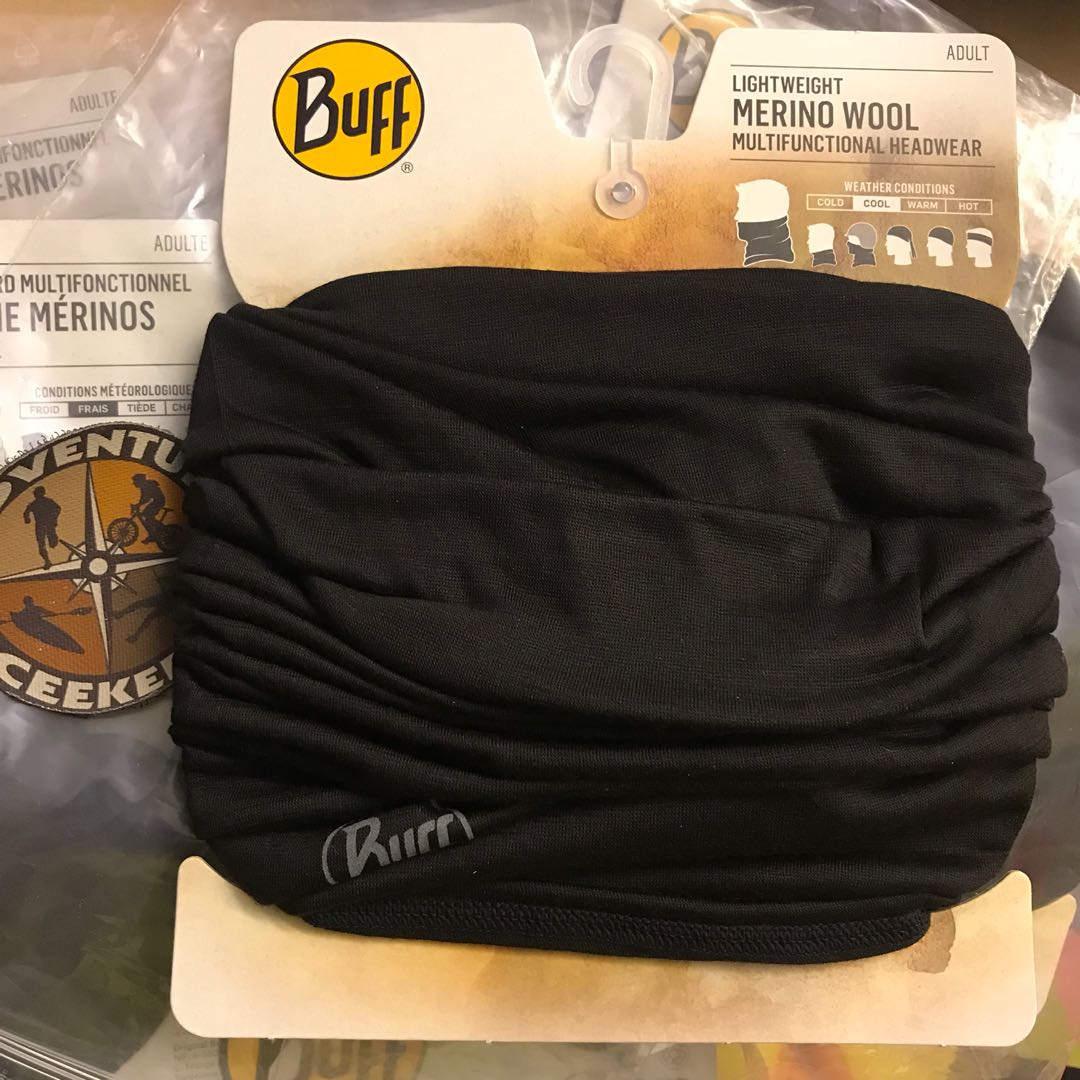 Merino Wool Buff Black Buff Lightweight Merino Wool Multifunctional Headwear