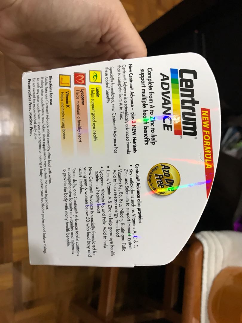 Centrum Advance Multi Vits 100 Tablets Health Nutrition Health Supplements Vitamins Supplements On Carousell