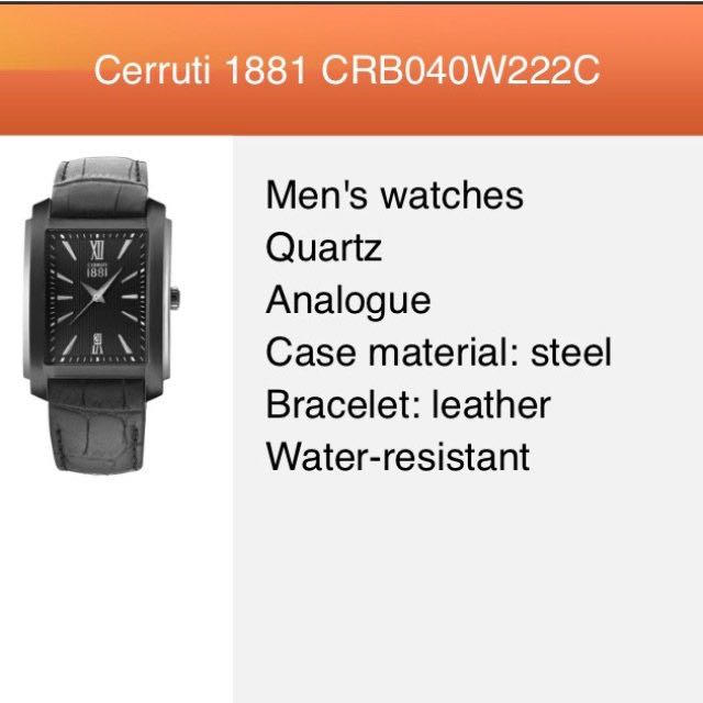 Cerruti 1881 leather watch Men s Fashion Watches Accessories