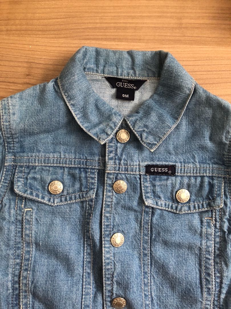 guess denim jacket with pearls