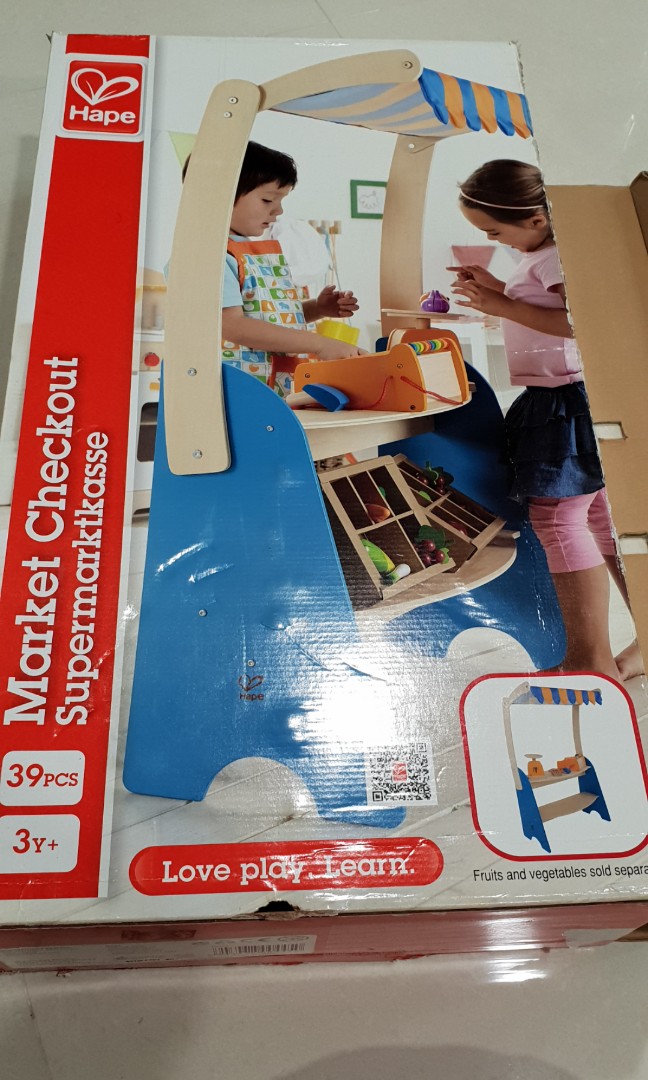 Hape market checkout . Supermarket. Cashier. Counter. Babies