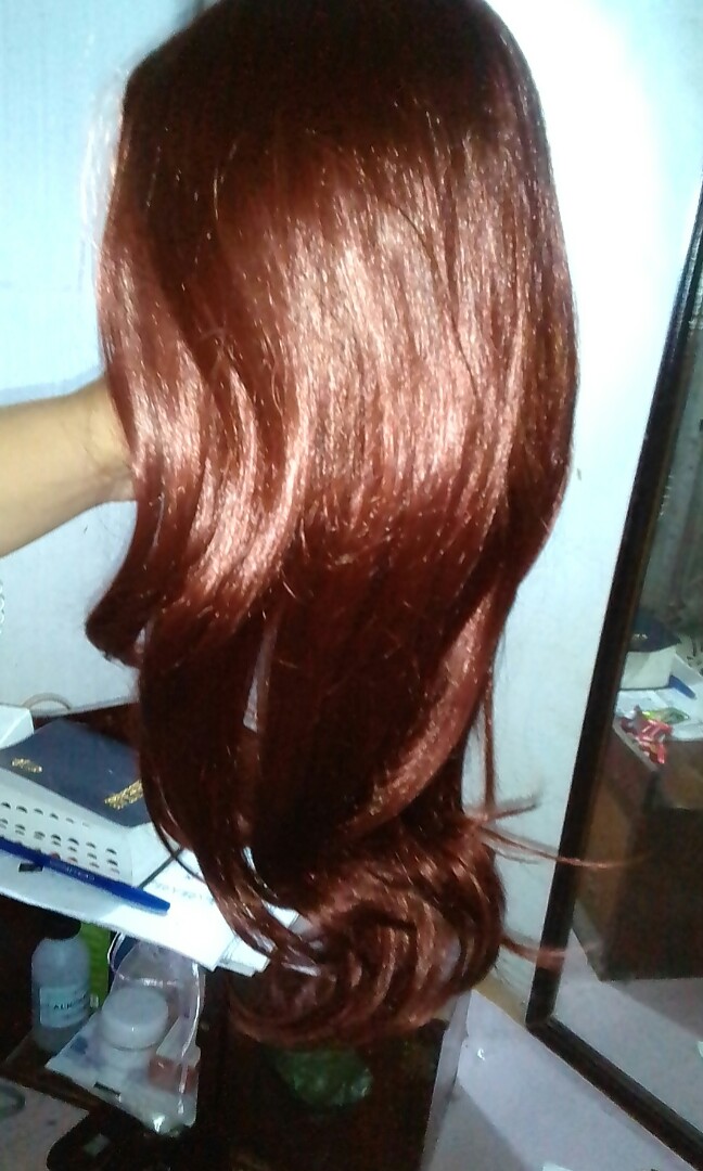 Jual Wig Warna Coklat Kemerahan Terang Fesyen Wanita Aksesoris