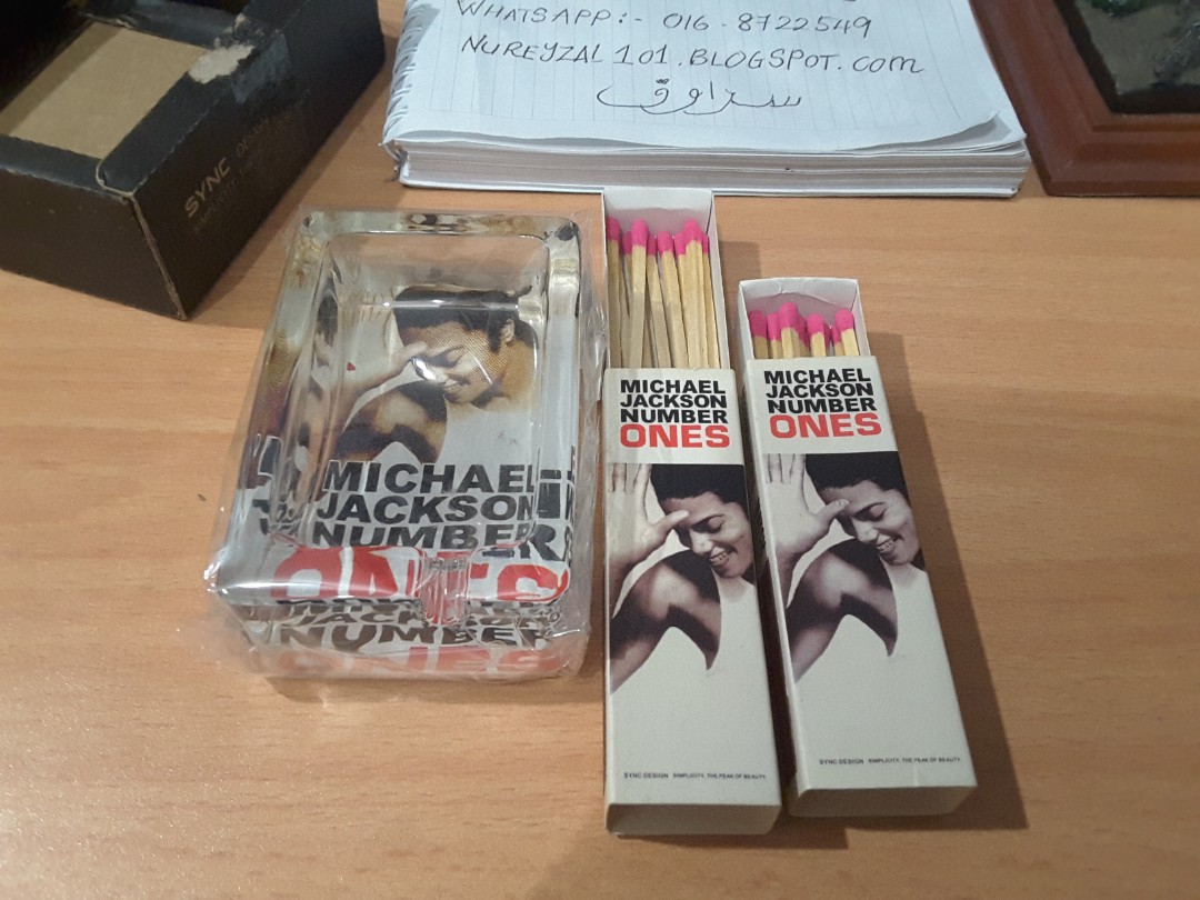 MICHAEL JACKSON Number One Matcbox Machis & Ashtray MJ, Furniture ...