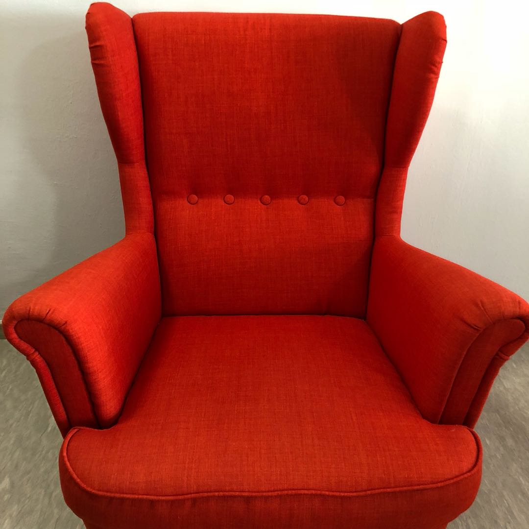 STRANDMON Wing Chair + Ottoman, Furniture & Home Living, Furniture