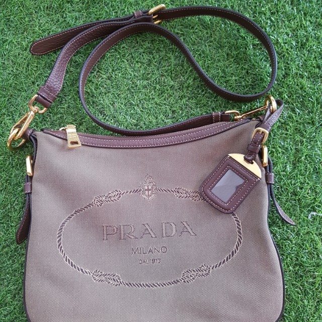 prada canvas sling bag