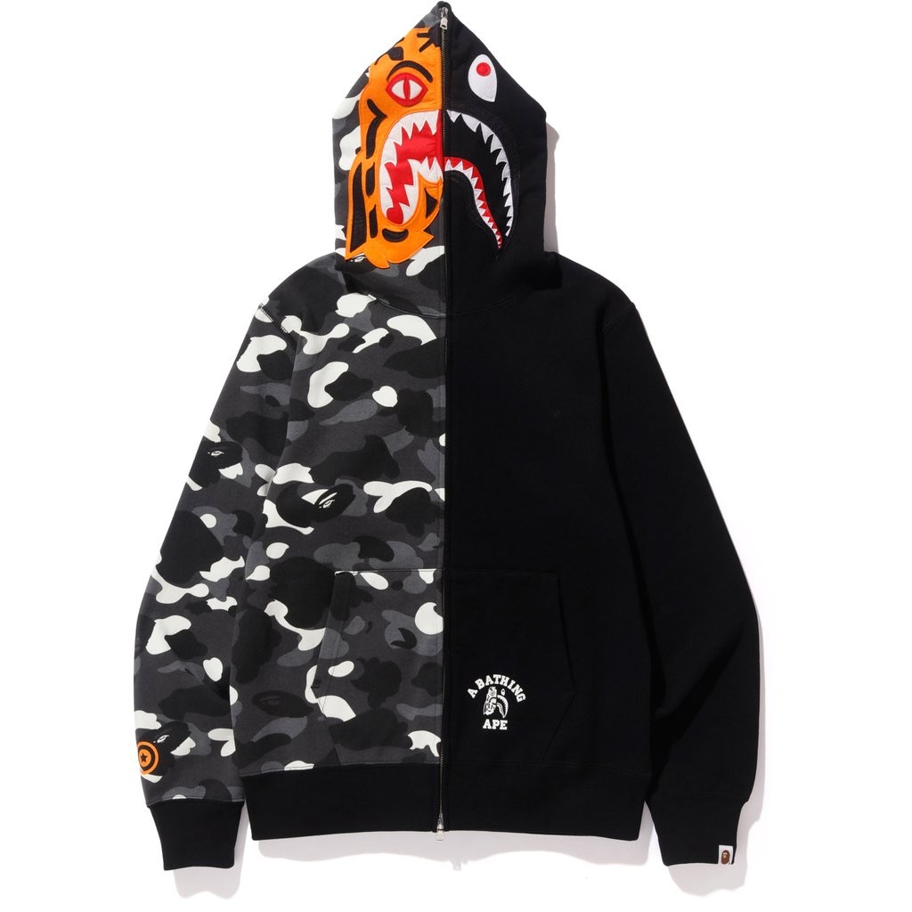 Bape Tiger Shark Hoodie Men S Fashion Clothes Tops On Carousell