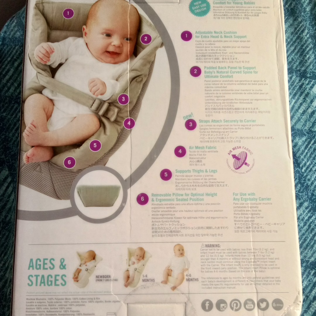 Ergobaby Cool Mesh Infant Insert Babies Kids Going Out
