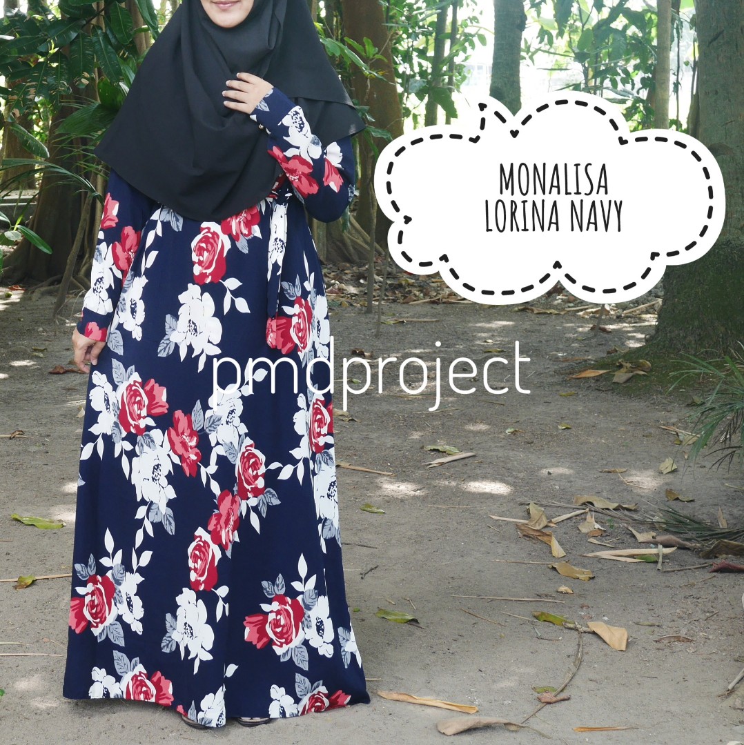 Gamis Maxi Dress Jumbo Motif Bunga Wolfis Monalisa Olshop Fashion Olshop Muslim Di Carousell