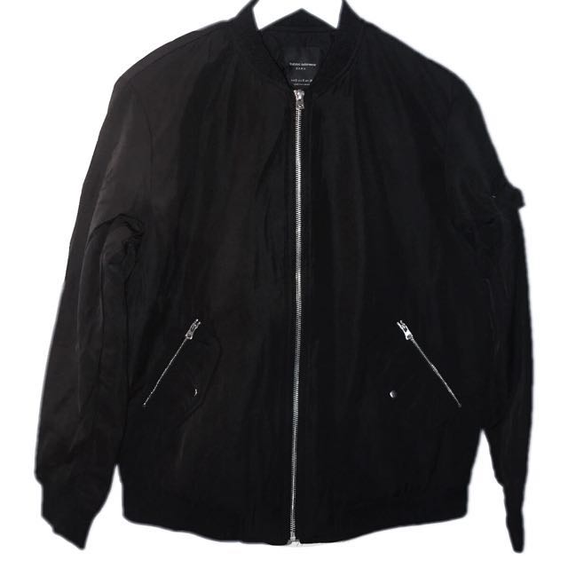 SALES Black Zara Nylon Bomber Jacket 