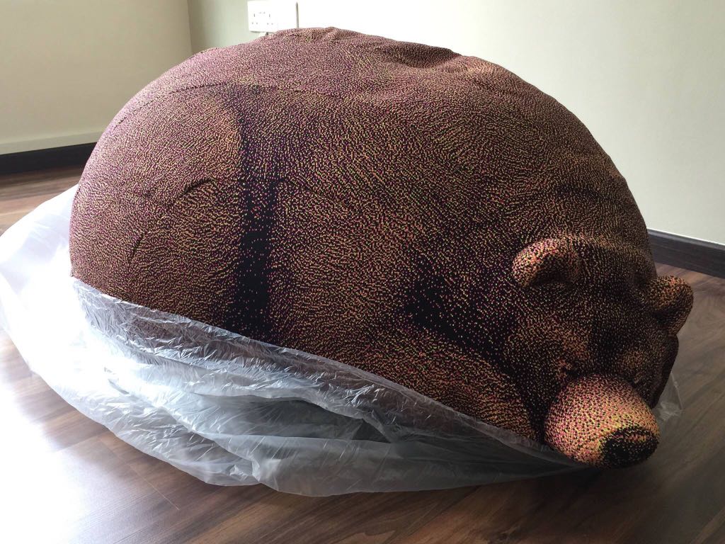 SLEEPING GRIZZLY BEAR BEAN BAG, Babies & Kids, Bathing & Changing