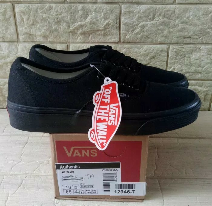Jual vans authentic full black new arrivals
