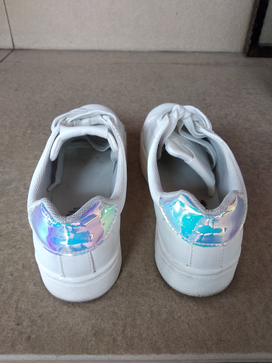H M White Sneakers holo holographic shoes free postage Women s