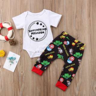 2pcs Toddler Infant Kids Baby Boys Romper T-shirt Tops+Pants Outfits Clothes Set